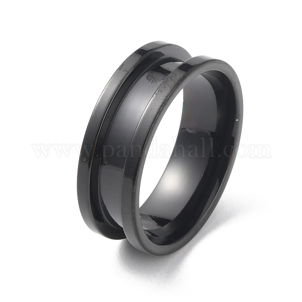 Wholesale 201 Stainless Steel Grooved Finger Ring - Pandahall.com