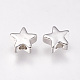 真鍮ビーズ  スター  プラチナ  6x6x2.5~3.3mm  穴：1mm&nbsp;KK-E735-27P-2