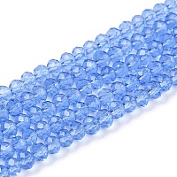 ガラスビーズ連売り  多面カット  ロンデル  ライトスカイブルー  3.5~3.8x3mm  穴：0.8~1mm  約105~110個/連  29~31cm&nbsp;EGLA-A044-T3mm-D14