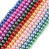 環境に優しいガラスパールビーズ  パールカラーの  ラウンド  ミックスカラー  6mm  穴：1.2~1.5mm  約68個/連  16''（40.64センチメートル）&nbsp;HY-J002-6mm-HX-M