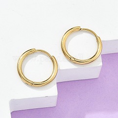 Ion Plating(IP) 304 Stainless Steel Huggie Hoop Earrings, Hypoallergenic Earrings, with 316 Surgical Stainless Steel Pin, Real 18K Gold Plated, 12 Gauge, 17x2mm, Pin: 1mm, Inner Diameter: 12mm
