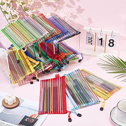 80個 10色長方形PVC&ポリエステルジッパーファイルポケット  紙シール4枚付き  ミックスカラー  230x120x3mm  8個/カラー&nbsp;AJEW-GO0005-03