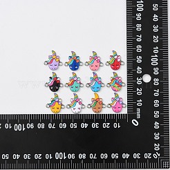 60 個 12 スタイル合金エナメル コネクタ チャーム  ユニコーンリンク  プラチナ  ミックスカラー  19x18mm  5個/スタイル&nbsp;ENAM-CJ0004-32