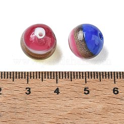 手作りゴールドパウダー入りランプワークビーズ  ラウンド  カラフル  12mm  穴：1.5mm&nbsp;LA-CBA70FB-01
