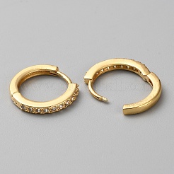 Brass Micro Pave Cubic Zirconia Hoop Earrings&nbsp;EJEW-WH0010-13C-G