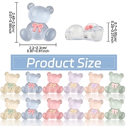 クマの半透明樹脂デコデンカボション20個  ジュエリー作りのための  ミックスカラー  24.5~25x22~23x7~9.5mm&nbsp;RESI-YW0004-48