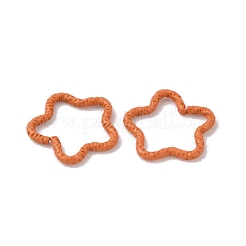 焼き付け塗装鉄リンクリング  ハンマーオープンリング  スター  ダークオレンジ  16x16.5x1.5mm  内径：11x13.5mm&nbsp;IFIN-WH0085-12E