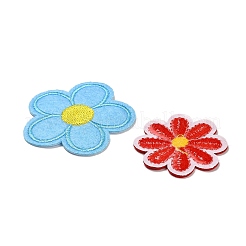 花と星とハートの刺繍糸の布に縫い付けるパッチ71個  ホットメルト接着剤  布のアップリケ  ミックスカラー  19.5~59.5x26~29.5x1.5~2mm&nbsp;PATC-K001-04