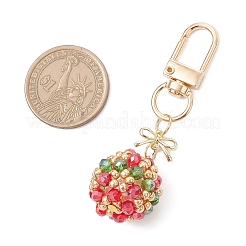Round & Bowknot Christmas Glass Seed Beaded Pendant Decorations&nbsp;HJEW-MZ00345