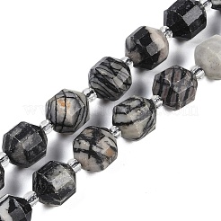Natural Black Netstone Beads Strands&nbsp;G-O201B-143G