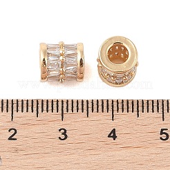 真鍮製ヨーロピアンビーズ  ガラスと  コラム  ゴールドカラー  8x9mm  穴：4mm&nbsp;KK-B100-028G
