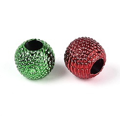 UVメッキ不透明アクリルヨーロピアンビーズ  大穴ビーズ  虹色の  ロンデル  ミックスカラー  13.5x11.5mm  穴：5.8mm&nbsp;PACR-T017-20M