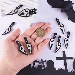ハロウィーンのアクリルの大きなペンダント  ナイフの形  ブラック  51.5x12x4mm  穴：1.6mm  20個/セット&nbsp;MACR-CJ0001-18