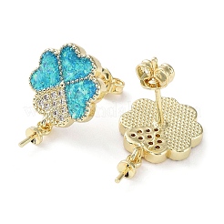Clover Shape Brass Micro Pave Cubic Zirconia Stud Earrings&nbsp;EJEW-C069-02G