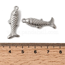 海をテーマにした304ステンレススチールペンダント  ステンレス鋼の色  魚  28x10x6mm  穴：1.4mm&nbsp;STAS-K255-21C-P