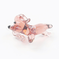 手作りランプワーク子犬ホームディスプレイ装飾  3dビーグル犬  桃パフ  20~23x13~14x13~15mm&nbsp;LAMP-J084-30