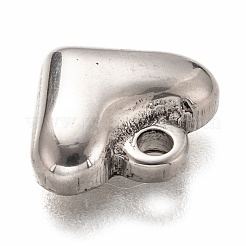 変色しない304ステンレススチールチャーム  ハート  ステンレス鋼色  11x12x3.5mm  穴：1.6mm&nbsp;STAS-H126-14P