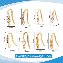 16Pcs 8 Styles 304 Stainless Steel Earring Hooks&nbsp;STAS-PH0006-43G