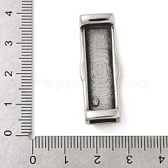 コンパスコネクタチャーム付き304ステンレススチール長方形  レザーコードブレスレットジュエリー作成用  アンティークシルバー  35x13x7mm  穴：8.5x4.3mm&nbsp;STAS-Z147-14AS
