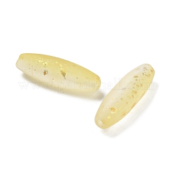 艶消しガラスビーズ  ライス  金箔  ライトカーキ  21.5x6.5mm  穴：1.4mm  約915個/1000g&nbsp;FGLA-L001-001J