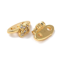 Brass Micro Pave Clear Cubic Zirconia Slide Charms&nbsp;KK-P239-18G