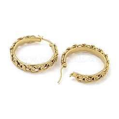 女性用304ステンレススチールイヤリング  ラウンド  ゴールドカラー  33x5.5mm&nbsp;EJEW-E305-15G-01