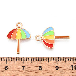 ビーチをテーマにした合金エナメルペンダント  ライトゴールド  傘  21.5x15x1mm  穴：1.6mm&nbsp;ENAM-T022-33H