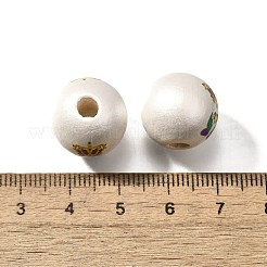プリントされた天然木  パールカラーの  カーニバルシリーズ  クラウン  15.5x14.5mm  穴：4.5mm&nbsp;WOOD-D288-14