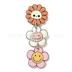 ハロウィンテーマのアクリルパーツ  鉄のリング付き  花  花  62x21x2.5mm  穴：1.6mm&nbsp;MACR-C022-01A