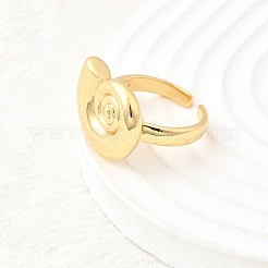 女性用真鍮カフリング  カドミウムフリー＆鉛フリー  18KGP本金メッキ  シェル形状  16.5x20mm&nbsp;LS-RJEW-F184-08G-G