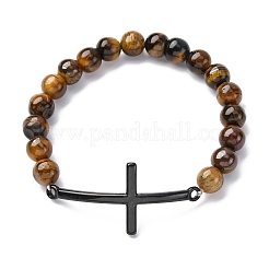Round Natural Tiger Eye Bead Stretch Bracelets&nbsp;BJEW-F493-08EB-01