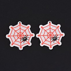 アクリルパーツ  ハロウィン用  クモの巣  トマト  40x40x2mm  穴：1.6mm&nbsp;MACR-M020-02