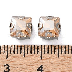 ラインストーンの四角い縫い方  マルチ連リンク  ガラスラインストーン  ステンレススチールの爪留め  衣料品アクセサリー  多面カット  桃パフ  6.8x6.8x5mm  穴：1mm&nbsp;RGLA-L028-06B-03