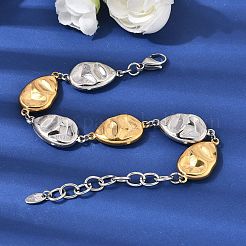 Textured 316L Surgical Stainless Steel Link Chain Bracelets for Women&nbsp;BJEW-D454-03GP