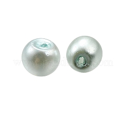 ベーキングペイント パール加工ガラスパールラウンドビーズ  淡いターコイズ  4x3.5mm  穴：1mm  約6000個/500g&nbsp;HY-XCP0001-25C