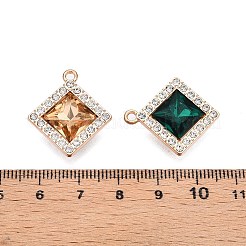 合金ガラスペンダント  ラインストーン付き  カドミウムフリー＆鉛フリー  菱形チャーム  ミックスカラー  25x21.5x5mm  穴：1.8mm&nbsp;PALLOY-N176-68KCG
