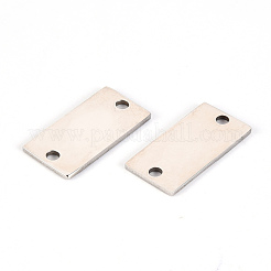 変色しない201ステンレス鋼リンクコネクター  レーザー切断  長方形  ステンレス鋼色  10x20x1mm  穴：2mm&nbsp;STAS-Q238-023
