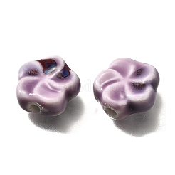 手作りの陶器ビーズ  花  プラム  14.5x15x6.5mm  穴：2mm&nbsp;PORC-H013-02-04