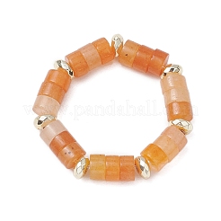 Synthetic Hematite Beads & Natural Red Aventurine/ Red Jasper/ Green Aventurine/ Tiger Eye/ Turquoise/ Lapis Lazuli/ Lepidolite Finger Rings for Women&nbsp;RJEW-JR00873