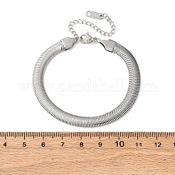 女性用304ステンレススチールスネークチェーンブレスレット  ステンレス鋼色  6-7/8インチ（17.5cm）&nbsp;BJEW-M096-03P