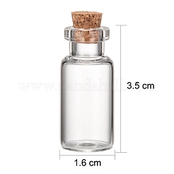 ガラスの瓶のガラスびん  コルク栓付き  ウィッシングボトル  ビーズの容器  透明  3.5x1.6cm  容量：4ml（0.13液量オンス）  ボトルネック：直径1cm&nbsp;X-AJEW-H004-3