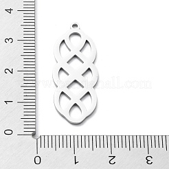 変色しない304ステンレススチールペンダント  レーザー切断  ノットチャーム  ステンレス鋼色  32.5x13x1mm  穴：1.5mm&nbsp;STAS-D036-08P