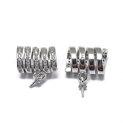 変色防止ロジウムメッキスターリングシルバーペンダントベイル925個  キュービックジルコニア付き  片穴パーツ用  透明  プラチナ  17x13x6.5mm  穴：4x6mm  ピン：0.6mm&nbsp;STER-L057-087P