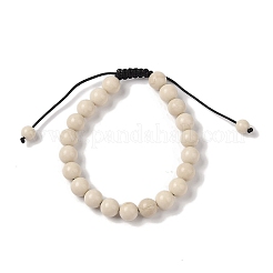 8mm Round Natural Fossil Braided Bead Bracelets&nbsp;BJEW-C067-01B-26