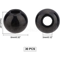丸型304ステンレススチールビーズ30個  電気泳動黒  8x7mm  穴：3mm&nbsp;STAS-UN0025-14