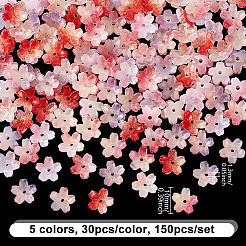 150個 5色 手作り透明ランプワークビーズ  さくら  ツートン  ミックスカラー  10mm  穴：1.3mm  30個/カラー&nbsp;GLAA-NB0001-89