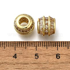 Brass Micro Pave Clear Cubic Zirconia European Beads&nbsp;ZIRC-I070-050G