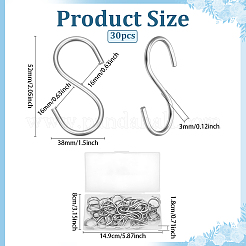 30Pcs 304 Stainless Steel S-shape Hooks&nbsp;STAS-PH0006-71
