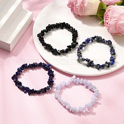宝石ビーズストレッチブレスレット4セット  内径：2-1/8インチ（5.5cm）  4個/セット&nbsp;BJEW-JB11177