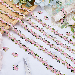 15 ヤードの花ポリエステル刺繍レースリボン  洋服アクセサリーデコレーション  ライトコーラル  3/4インチ（20mm）&nbsp;OCOR-WH0070-77E